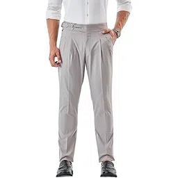 Men Formal Trousers | Slim Fit Pleated Front Design with Adjustable Waistband & Wrinkle-Resistant Finish | Premium Polyester for Office & Club Wear-image-18