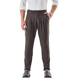 Men Formal Trousers | Slim Fit Pleated Front Design with Adjustable Waistband & Wrinkle-Resistant Finish | Premium Polyester for Office & Club Wear-image-8