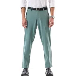 Men Formal Trousers | Slim Fit Tailored Design with Self-Pattern | Premium Polyester Blend & Medium-Stretch Fabric for Office & Club Wear-image-11