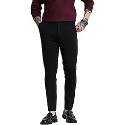 snitch Ankle Length Viscose Blend Light Weight Button Closure Plain Casual Wear Machine Wash 4 Pockets Slim Fit Trousers-picture-38