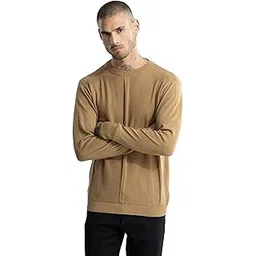 snitch Beige Solid Regular Fit Cotton Sweater-picture-52
