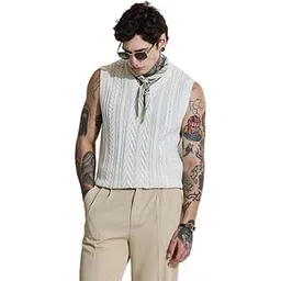 snitch Bordeaux Men's Sweater | Sleeveless Cable Knit Design | 100% Cotton, Breathable Fabric, Lightweight, Casual Wear-picture-40