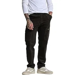 snitch Full Length Light Weight Casual Wear Street Wear Olive Relaxed Fit Multi Pocket Corduroy Cargo Pants-picture-21