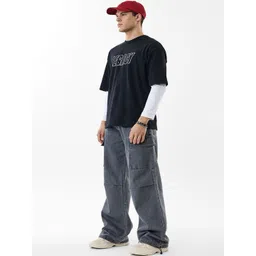 Snitch Grey Mid-Rise Baggy Fit Cargo Pants-picture-37