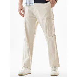 Snitch Men Beige Mid-Rise Baggy Cargo Pants-picture-44