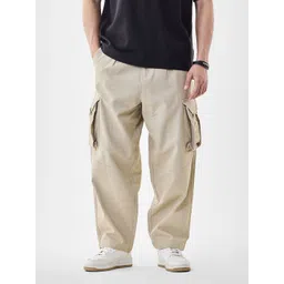 Snitch Men Beige Mid-Rise Straight Fit Cargo Pants-picture-35