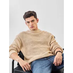 Snitch Men Beige Textured Sweaters-picture-16