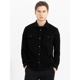 Snitch Men Black Classic Slim Fit Opaque Striped Casual Shirt-picture-10