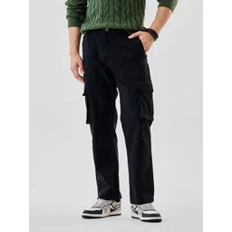 Snitch Men Black Mid-Rise Baggy Cargo Pants-picture-24