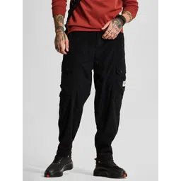 Snitch Men Black Relaxed Fit Cargo Pants-picture-12