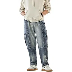 snitch Men Cargo Pants | Baggy Fit with Elastic Waistband & Drawstring | 100% Cotton Fabric & Multiple Utility Pockets | Perfect for Casual Outings & Streetwear-picture-20