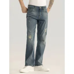 Snitch Men Classic Bootcut Mildly Distressed Heavy Fade Stretchable Jeans-picture-19