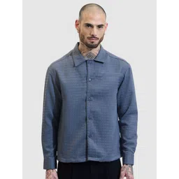 Snitch Men Classic Fit Spread Collar Textured Casual Shirt-picture-37