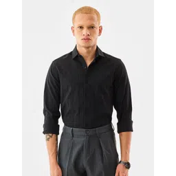 Snitch Men Classic Slim Fit Textured Spread Collar Casual Shirt-picture-31