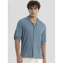 Snitch Men Comfort Boxy Fit Cuban Collar Solid Casual Shirt-picture-31