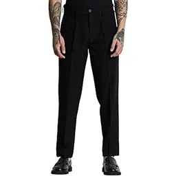 snitch Men Formal Trousers | Regular Fit Pleated Front with Turned-Up Hem | Polyester Blend & Medium Stretch Fabric for Office & Winter Wear-picture-51