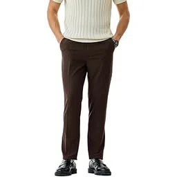 snitch Men Formal Trousers | Slim Fit Mid Rise Plain Front Design | Durable Polyester Blend with Elastane for Stretch & Comfort | Ideal for Office-picture-30