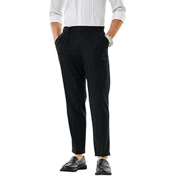 snitch Men Formal Trousers | Slim Fit Pleated Front Checkered Design | Polyester Blend with Medium Stretch & Wrinkle-Resistant Fabric for Office & Formal Wear-picture-56