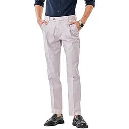 snitch Men Formal Trousers | Slim Fit Pleated Front Design | Cotton Blend & Medium Stretch Fabric for Office-picture-32