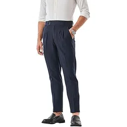 snitch Men Formal Trousers | Straight Fit Pleated Front Design | Durable Polyester Blend with Medium Stretch & Woven Texture for Office & Formal Occasions-picture-12