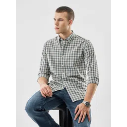 Snitch Men Gingham Checked Button-Down Collar Casual Shirt-picture-19