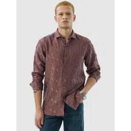Snitch Men India Slim Fit Textured Spread Collar Casual Shirt-picture-25