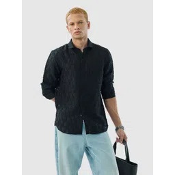 Snitch Men India Slim Fit Textured Spread Collar Casual Shirt-picture-28