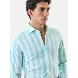 Snitch Men India Slim Fit Vertical Striped Spread Collar Formal Shirt image 5