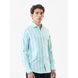 Snitch Men India Slim Fit Vertical Striped Spread Collar Formal Shirt image 2