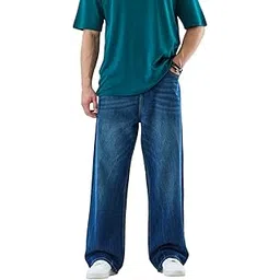 snitch Men Jeans | Baggy Fit Relaxed Style with Mid Rise & Wide-Leg Design | 100% Cotton Woven Fabric for Street Wear & Casual Comfort-picture-47
