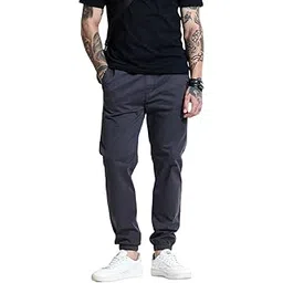 snitch Men Joggers | Slim Fit Mid Rise Solid Pattern | Premium Cotton Blend with Elasticated Hem & Drawstring Closure | Casual & Street Wear for All Seasons-picture-11