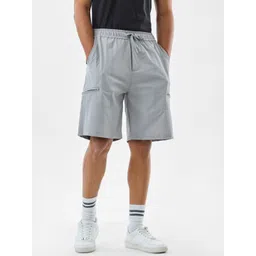 Snitch Men Light Grey Mid-Rise Relexed Fit Cargo Shorts image 1