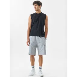 Snitch Men Light Grey Mid-Rise Relexed Fit Cargo Shorts image 4