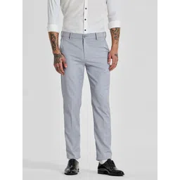 Snitch Men Light Grey Mid-Rise Slim Fit Formal Trousers-picture-27