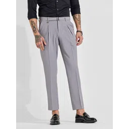 Snitch Men Light Grey Mid-Rise Slim Fit Trouser-picture-15