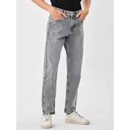 Snitch Men Light Grey Relaxed Fit Mid-Rise Washed Pure Cotton Jeans-picture-40