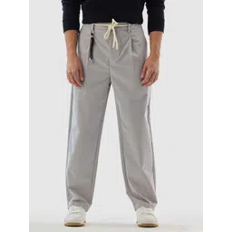 Snitch Men Light Grey Relaxed Fit Pleated Trousers-picture-21
