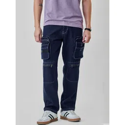 Snitch Men Mid-Rise Loose Fit Baggy Cargo Trousers-picture-23