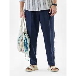 Snitch Men Navy Blue Mid-Rise Regular Fit Trouser-picture-12