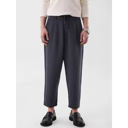 Snitch Men Navy Blue Mid-Rise Relaxed Fit Trouser-picture-12