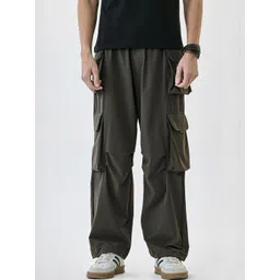 Snitch Men Olive Mid-Rise Loose Fit Cargo Pants-picture-36