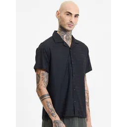 Snitch Men Relaxed Boxy Horizontal Stripes Opaque Striped Casual Shirt-picture-37