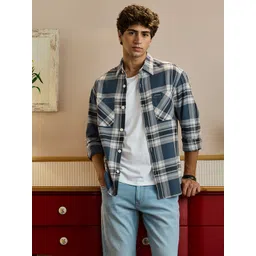 Snitch Men Relaxed Fit Buffalo Checked Spread Collar Pure Cotton Casual Shirt-picture-32