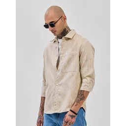 Snitch Men Relaxed Fit Spread Collar Textured Casual Shirt-picture-38