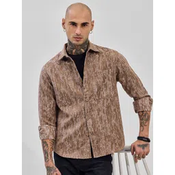 Snitch Men Relaxed Fit Spread Collar Textured Casual Shirt-picture-36