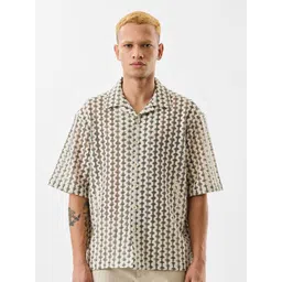 Snitch Men Relaxed Fit Textured Cuban Collar Casual Shirt-picture-10