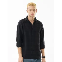 Snitch Men Relaxed Fit Textured Spread Collar Casual Shirt-picture-21