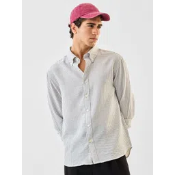 Snitch Men Relaxed Fit Vertical Striped Button-Down Collar Casual Shirt-image-17