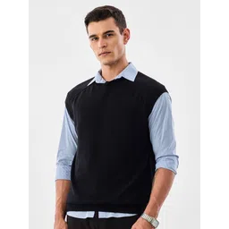 Snitch Men Round Neck Sleeveless Cotton Sweater Vest-picture-26