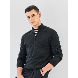 Snitch Men Self Design High Neck Woollen Long Sleeves Pullover-picture-22